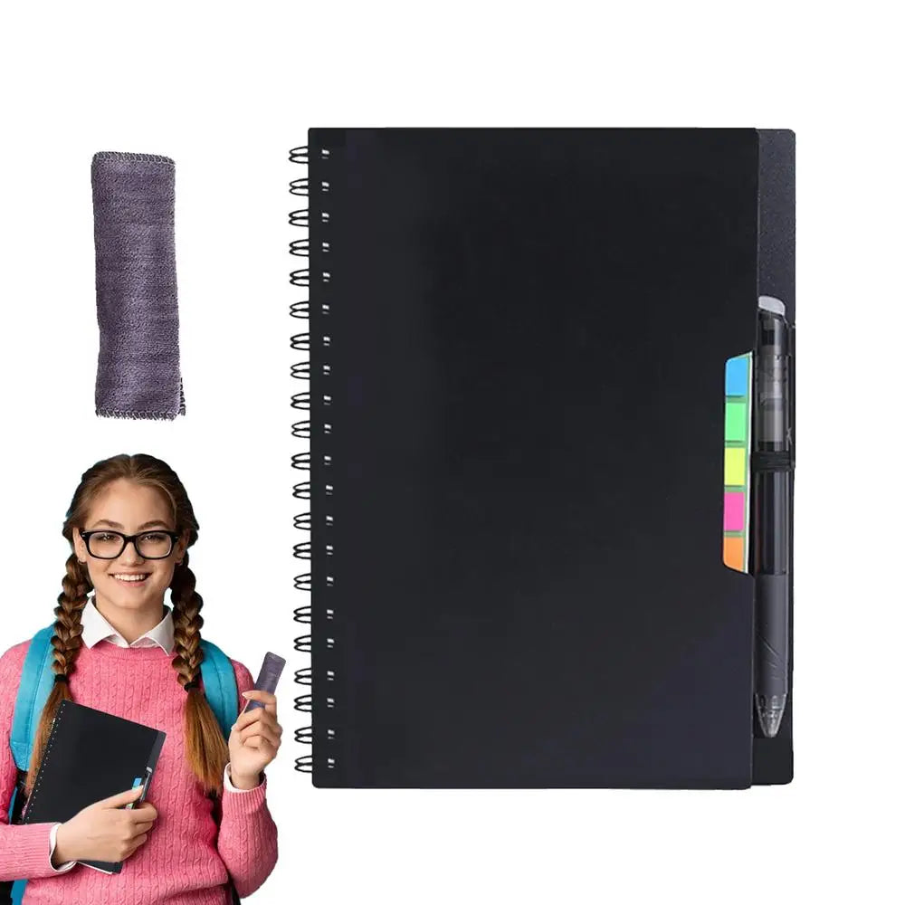 Erasable Eco-Friendly Smart Notebook - Reusable, Waterproof, Digitally Connected Black / CHINA