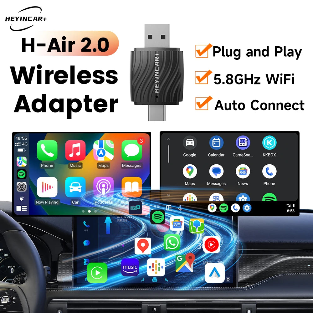 2025 HEYINCAR H-Air2.0 &ndash; Wireless Carplay and Android Auto Adapter