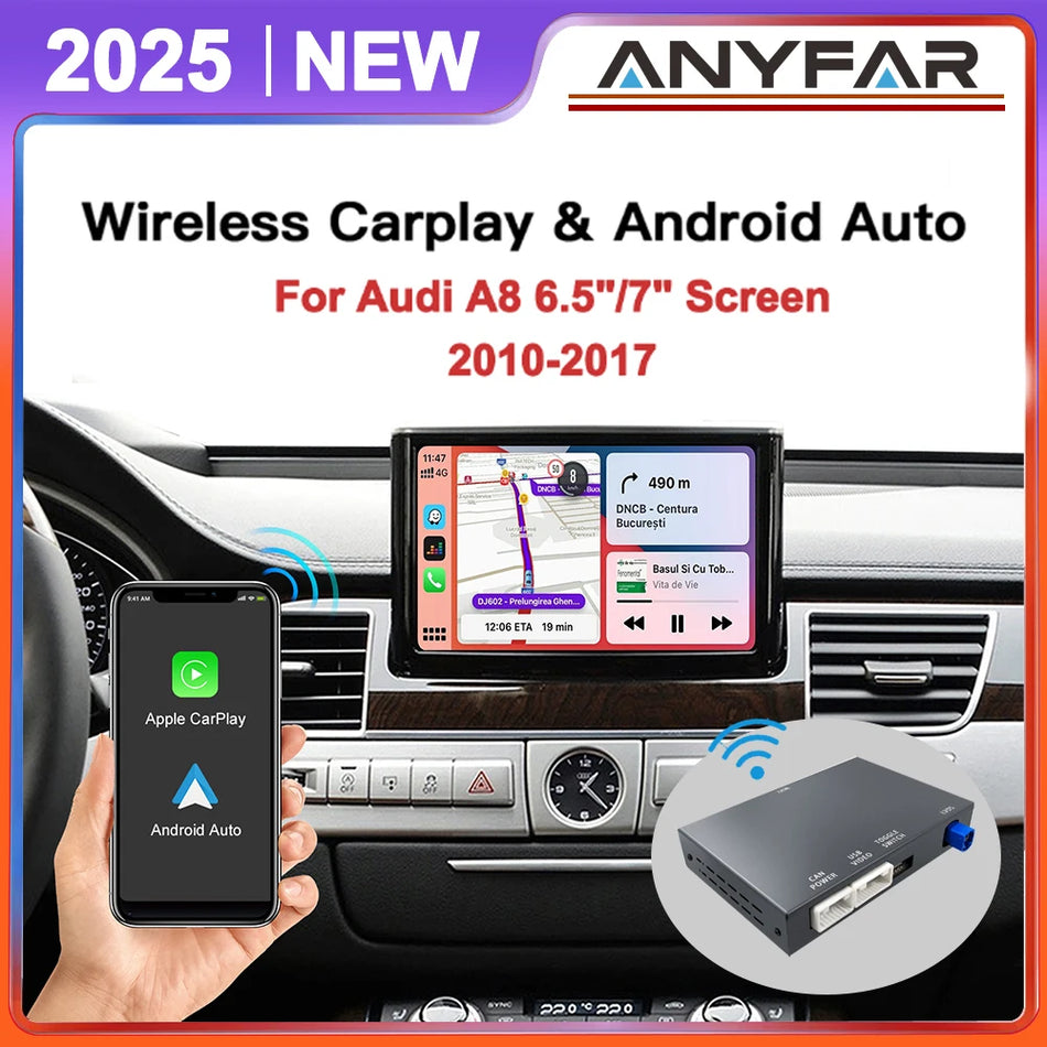 Безжичен CarPlay интерфейс за Audi A8 2010-2017 с AirPlay, Bluetooth и задна камера