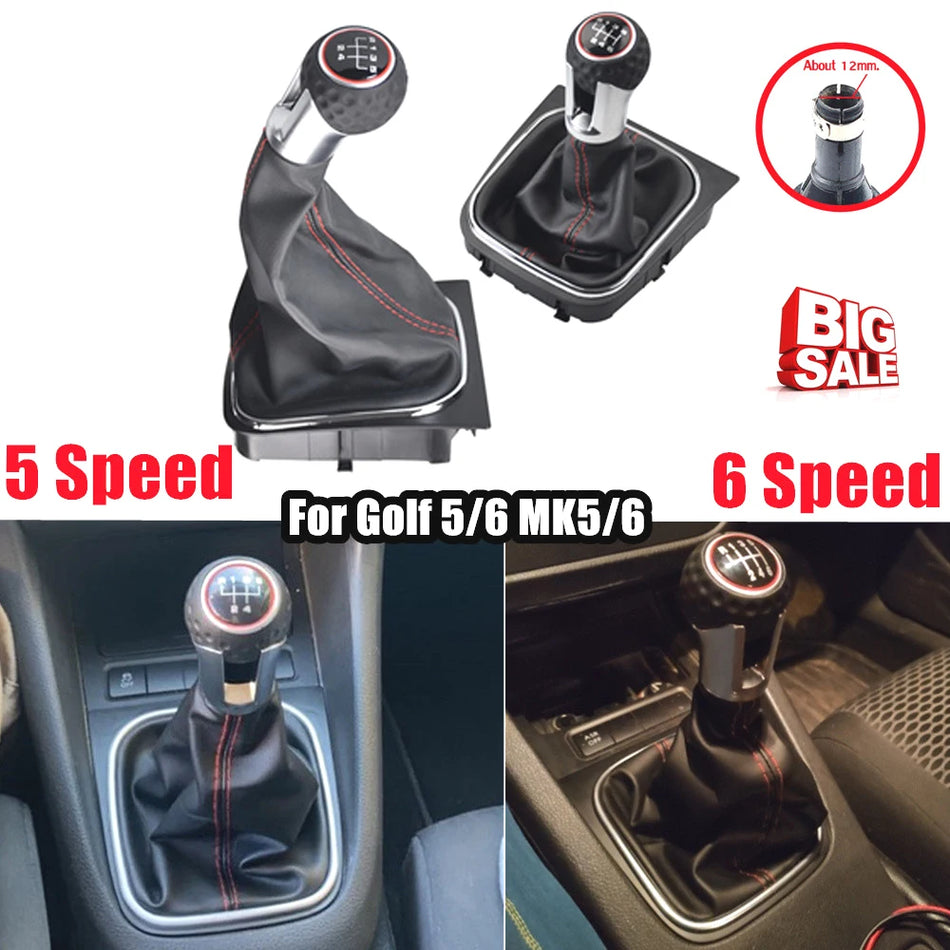 Perilla de cambio de marcha con envoltura de cuero PU para VW Golf MK5 MK6 Jetta