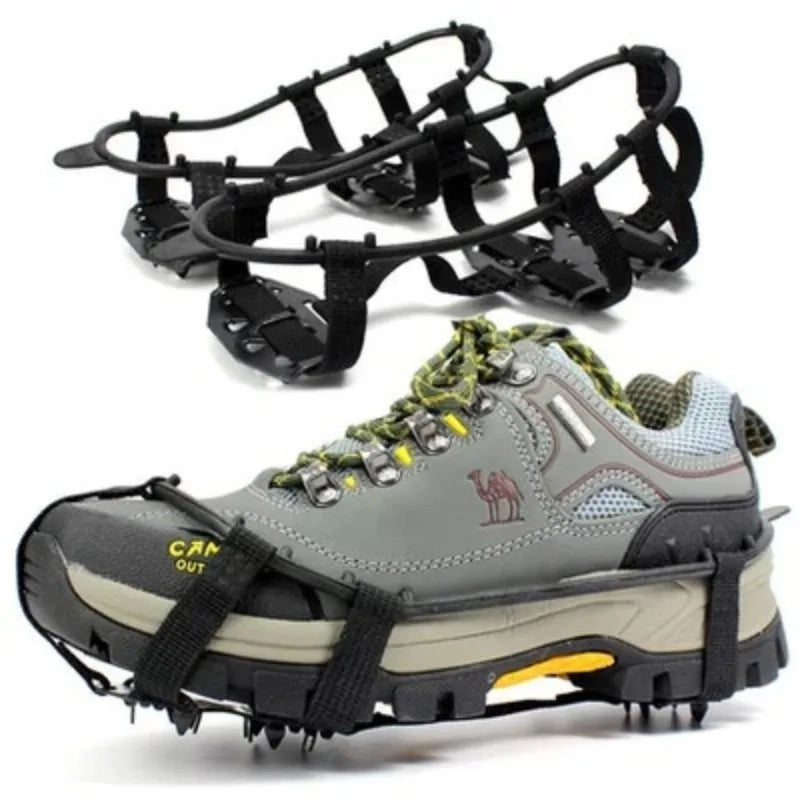 Professional Climbing Crampons with 18 Steel Teeth for Ultimate Ice Grip black M(34-40)