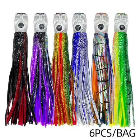 Premium Trolling Skirt Lures for Marlin, Tuna &amp; More - 16cm/25cm 6PCS-25cm