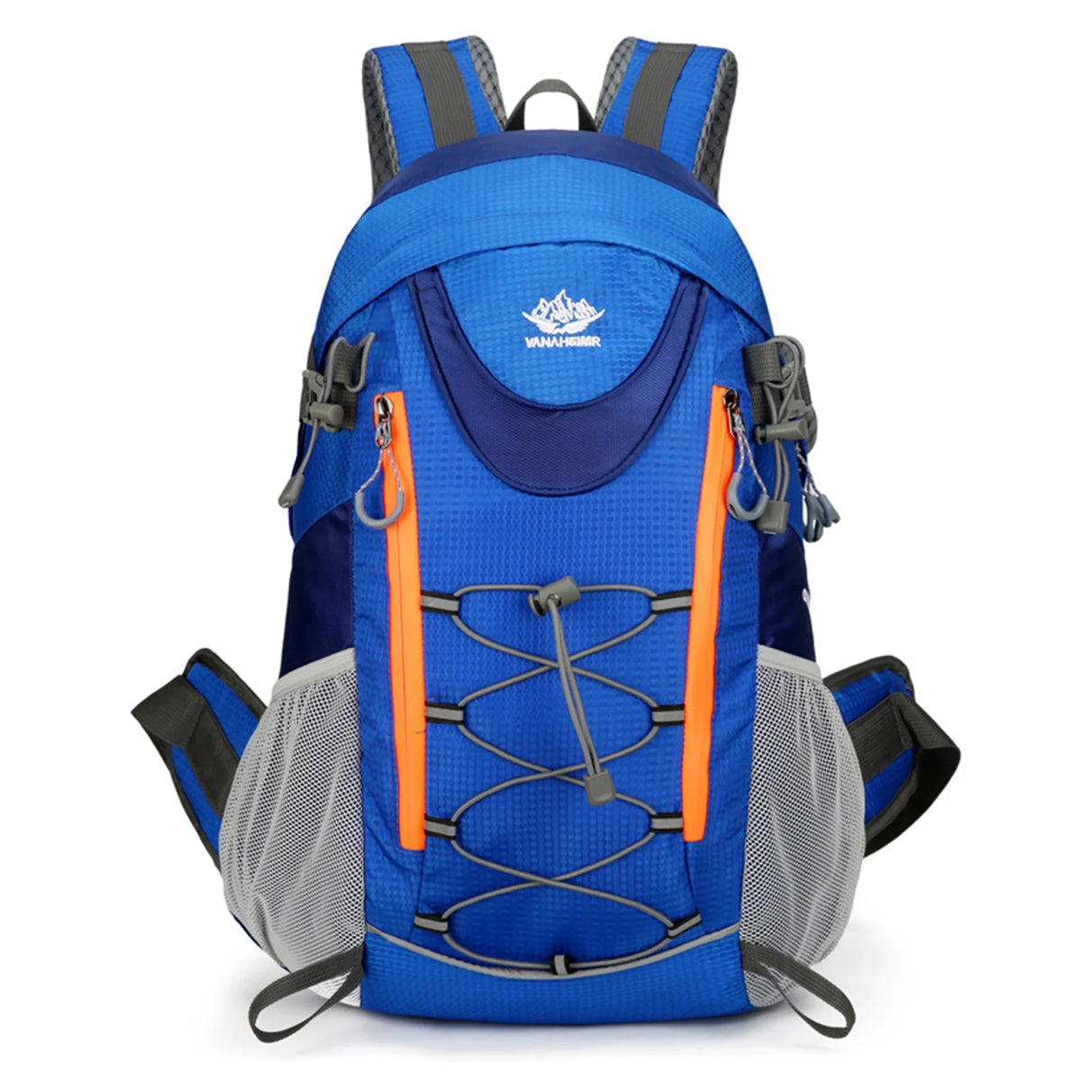 Hiking Travel Backpack 40L &ndash; Water-Repellent Nylon Exterior Blue color