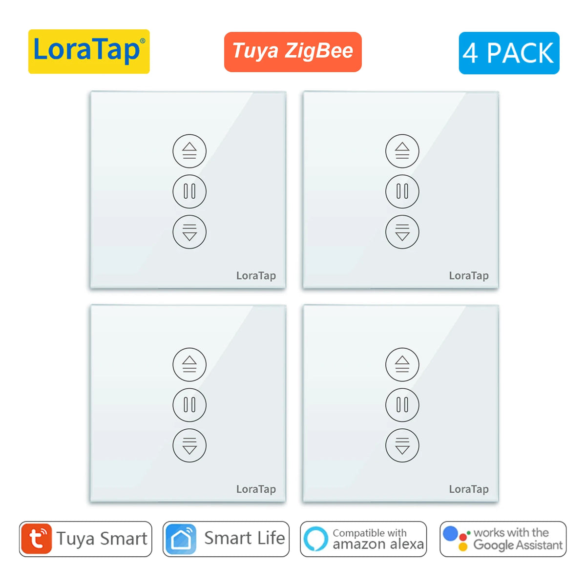 LoraTap ZigBee Curtains Roller Controller &ndash; Remote Control White 4 PACK / CHINA