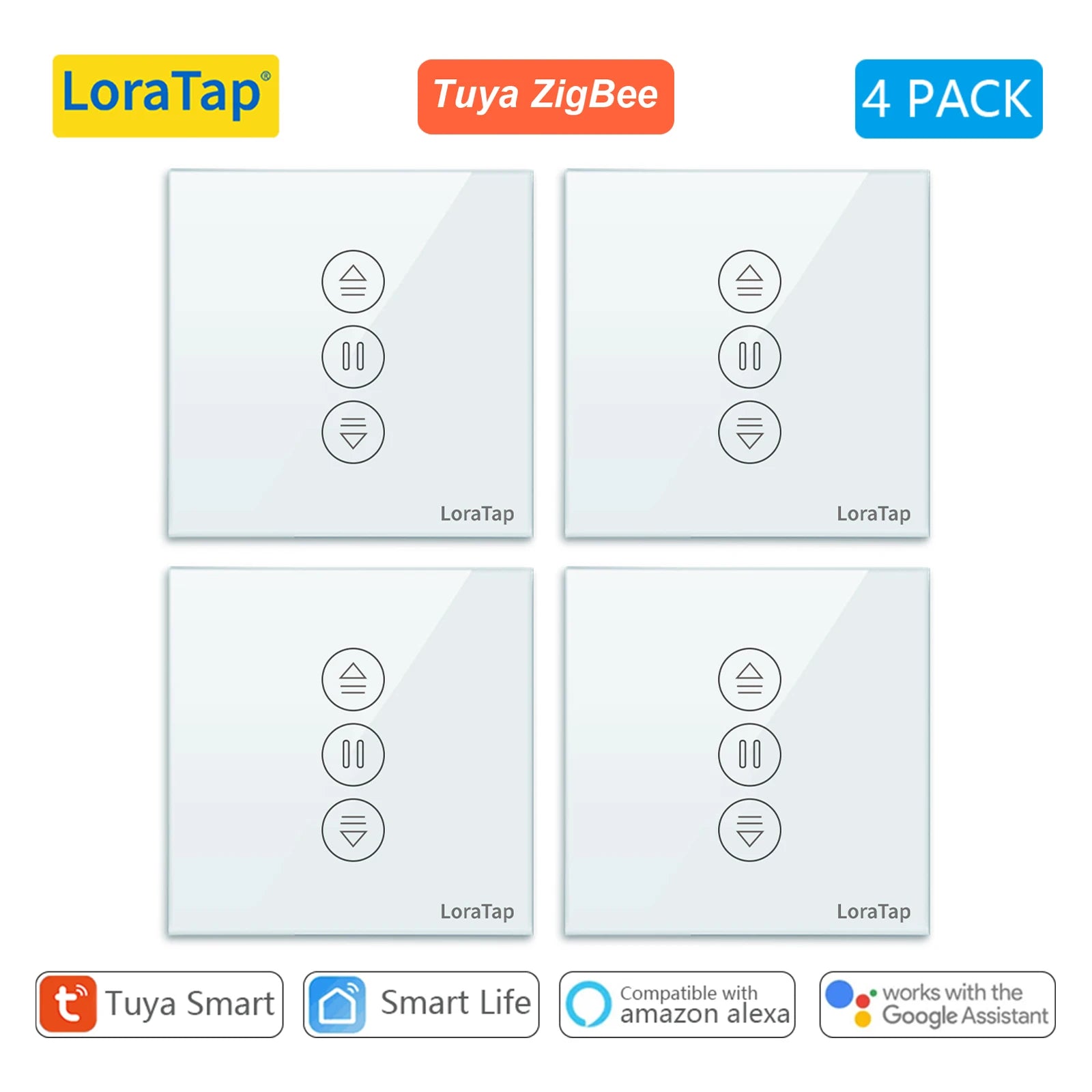 LoraTap ZigBee Curtains Roller Controller &ndash; Remote Control White 4 PACK / CHINA