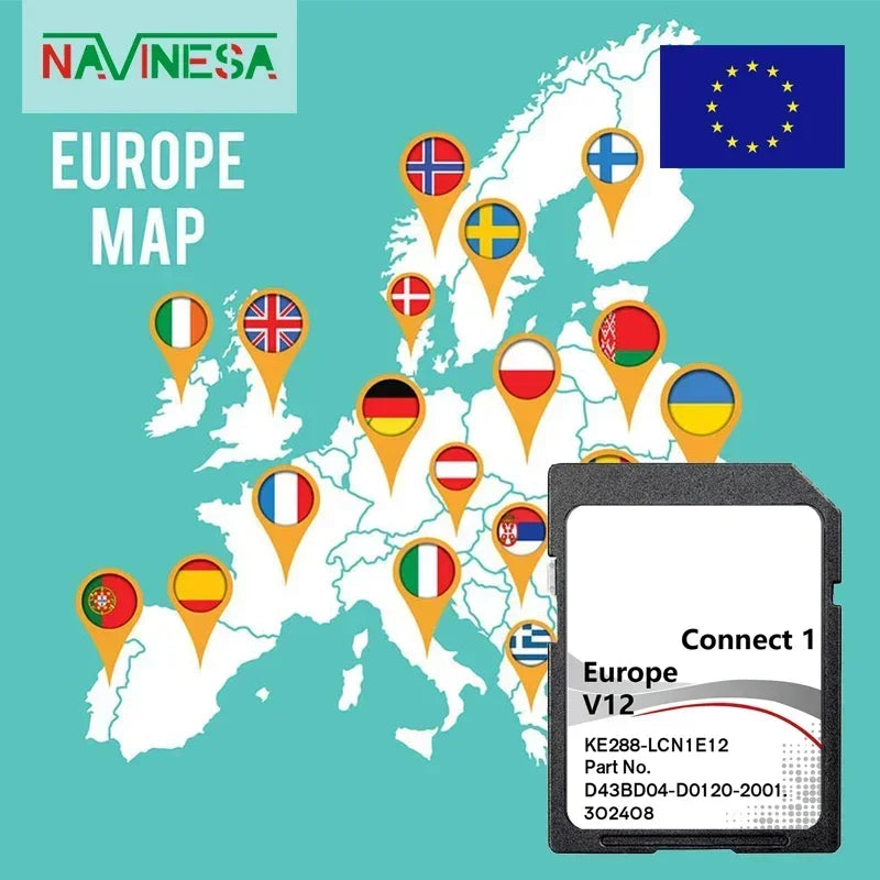 SD Card 8GB for Nissan Connect V12 &ndash; High-Speed GPS Navigation Map for Europe