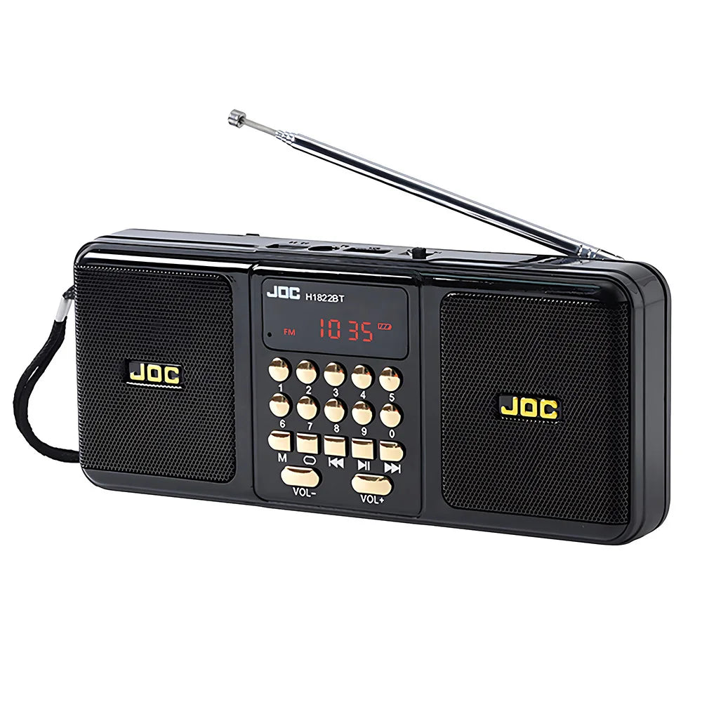 Portable Wireless FM Radio Speaker with Bluetooth and Rechargeable Battery Black