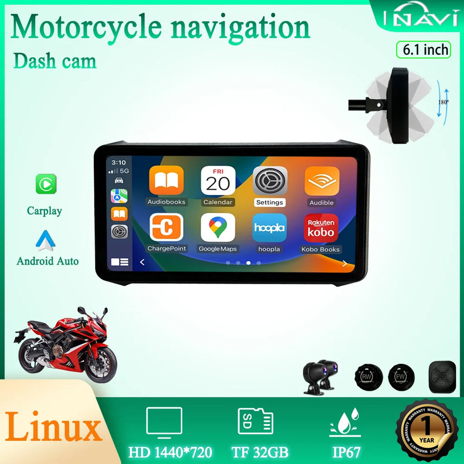 INAVI 6.1 Inch Waterproof LCD Display &ndash; Wireless Carplay Integration