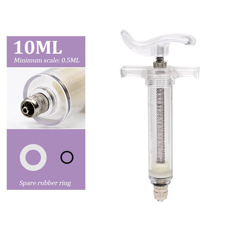 JIECARE Animal Syringe For Farm Animals - Reusable Syringe 10ml plastic