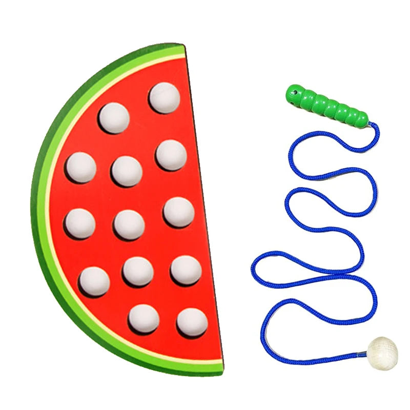 Educational Wooden Lacing Fruit Toy Set - Threading Activity Puzzle for Toddlers' Fine Motor Skills Watermelon 1 set