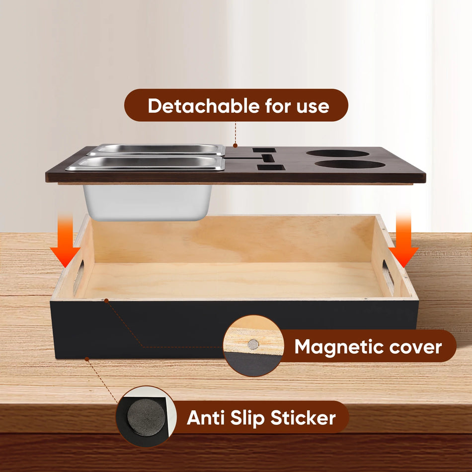 Δίσκος Καναπέ από Μπαμπού με Θήκη για Ποτήρι Κρασιού και Αποθήκευση Σνακ