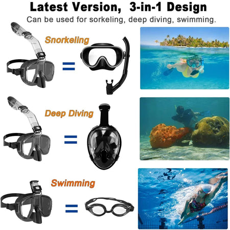 Underwater Snorkeling Half Face Mask Set - Fogless View