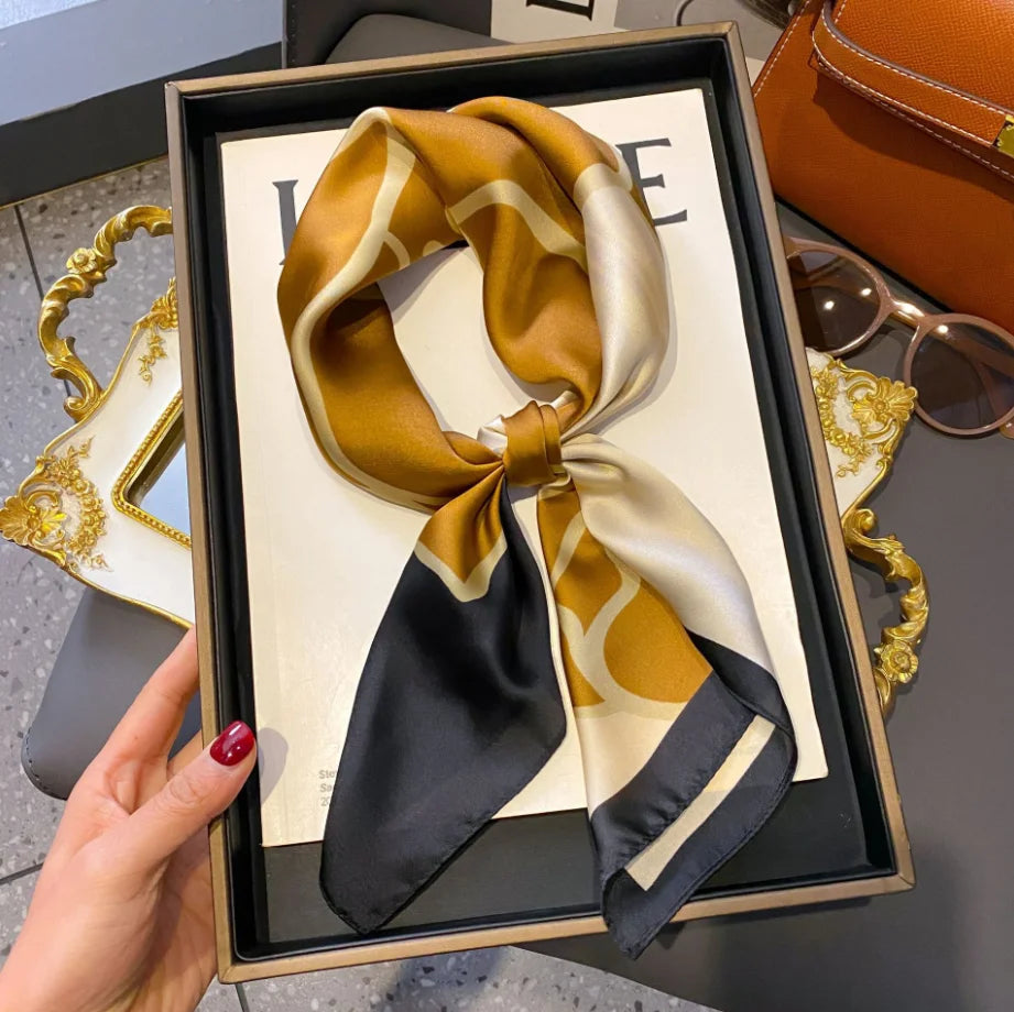 Stmanya Women 70cm Printed Silk Scarf &ndash; Elegant Versatile Headwear