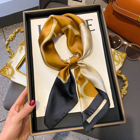 Stmanya Women 70cm Printed Silk Scarf &ndash; Elegant Versatile Headwear