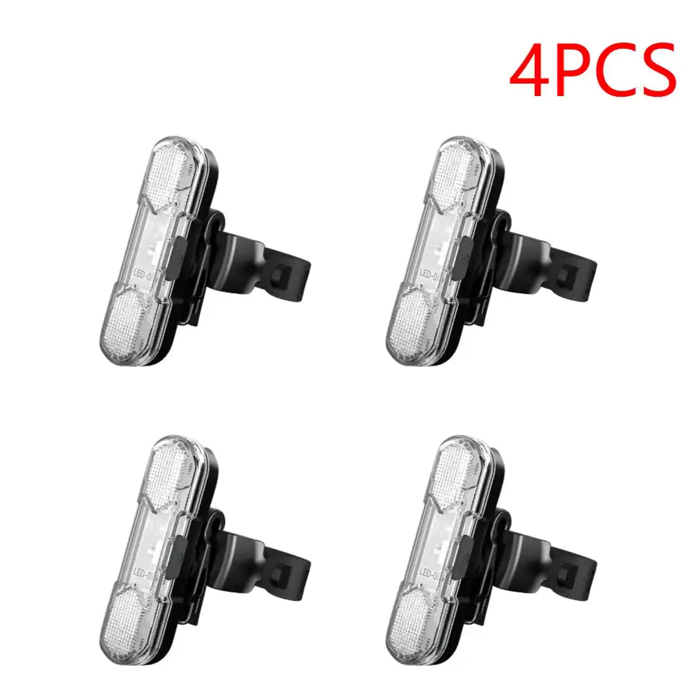 Waterproof LED Bike Tail Light Rechargeable Bicycle Rear 4PCS White