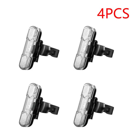 Waterproof LED Bike Tail Light Rechargeable Bicycle Rear 4PCS White
