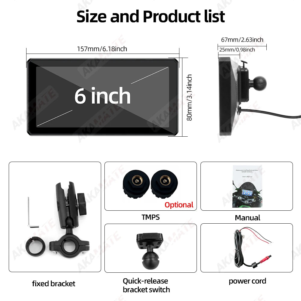 6Inch Motor Monitor &ndash; Wireless CarPlay Android Auto GPS