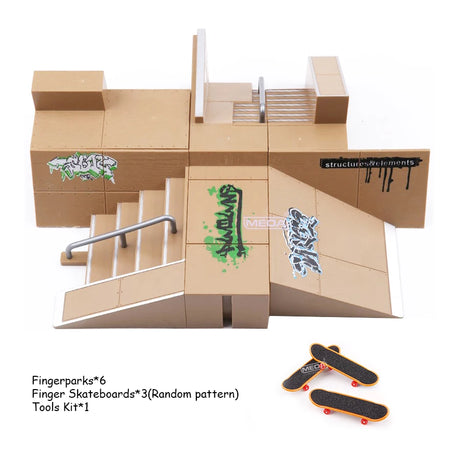 MEOACE Finger Skateboard Ramp Set &ndash; Fun Mini Skatepark Kit F 9in1