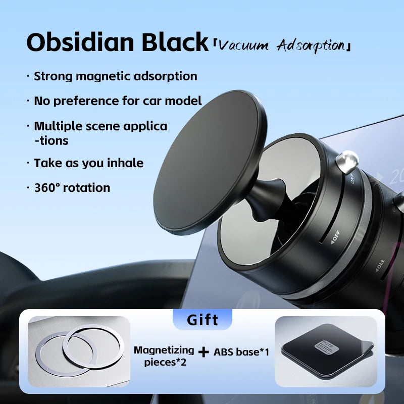 CrownQu Car Mount Magnetic Phone Holder &ndash; 360 Degree Rotation with Strong Suction Black