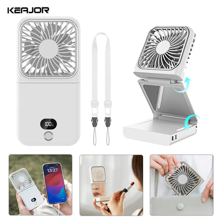 Portable USB Rechargeable Neck Fan 2500mAh &ndash; Foldable Design