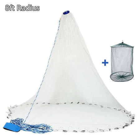 Durable American Saltwater Fishing Cast Net with Heavy Duty Zinc Sinkers - Multiple Sizes Available 8ft Radius