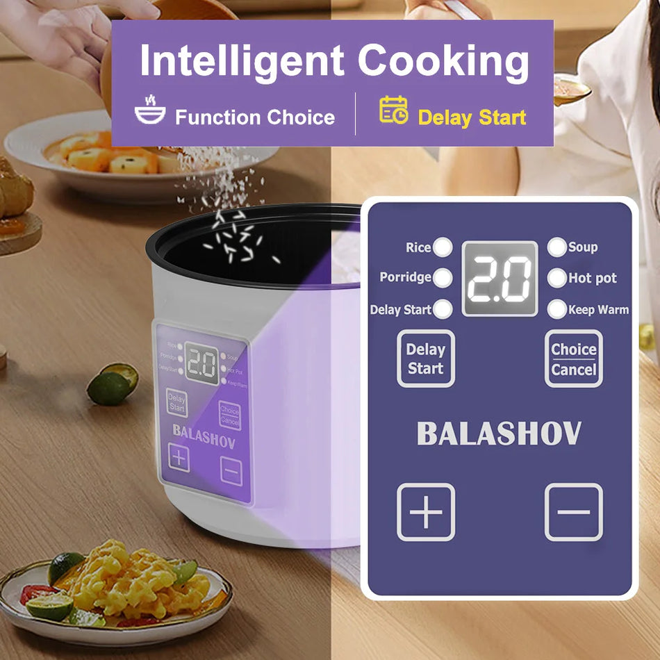 Mini Elektrisk Riskokare Dubbel Lager Multikokare Nonstick