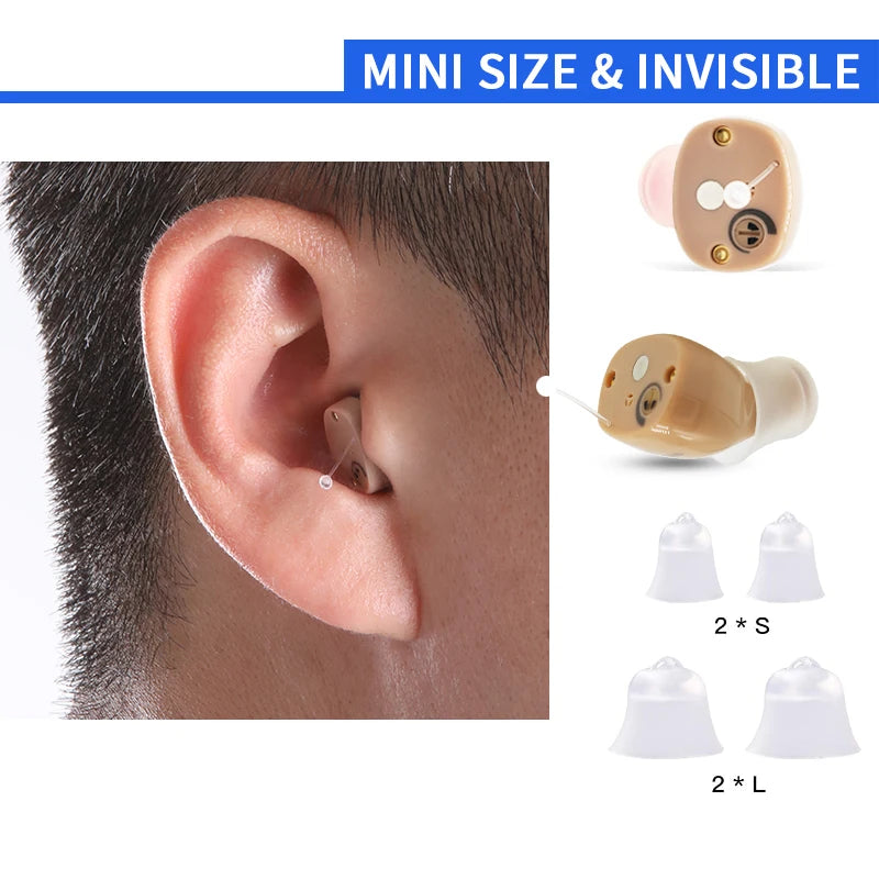 Intelligent Digital Hearing Aid C200 &ndash; Rechargeable Wireless Sound Amplifiers for Adjustable Hearing