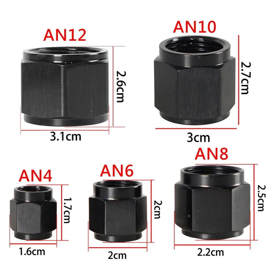 Adaptateur de bouchon à embout conique femelle en aluminium noir AN4 AN6 AN8 AN10 AN12 pour tube