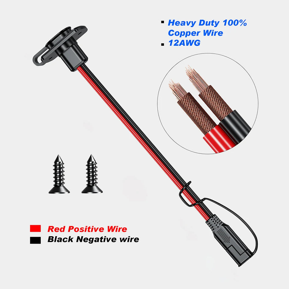12AWG 30cm SAE ātrā savienotāja ūdensizturīgais saules lādētājs