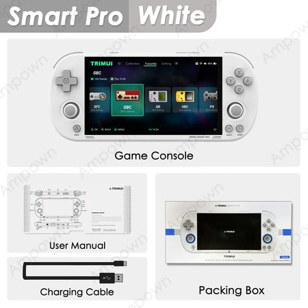 Trimui Smart Pro Handheld Game Console - 4.96 Inch IPS White / Bundle 3