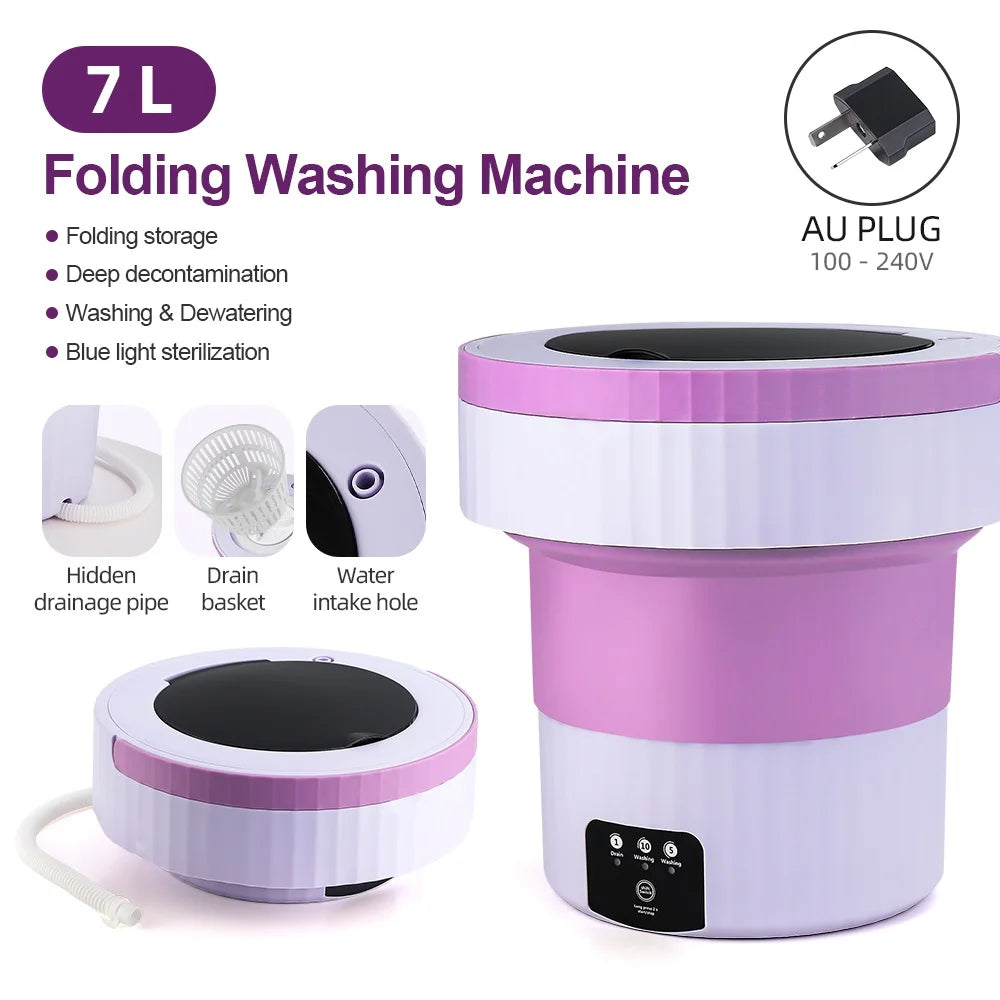 7L Portable Folding Washing Machine &ndash; Compact and Automatic Laundry Solution AU PLUG (220-240V)