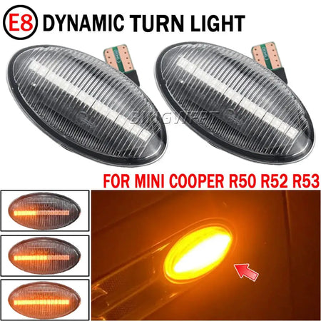 2x LED Side Marker Turn Signal Light Flowing Water Repeater Indicator Waterproof Dynamic Blinker For BMW Mini Cooper R50 R53 R52 by InterCyprus Trading Ltd