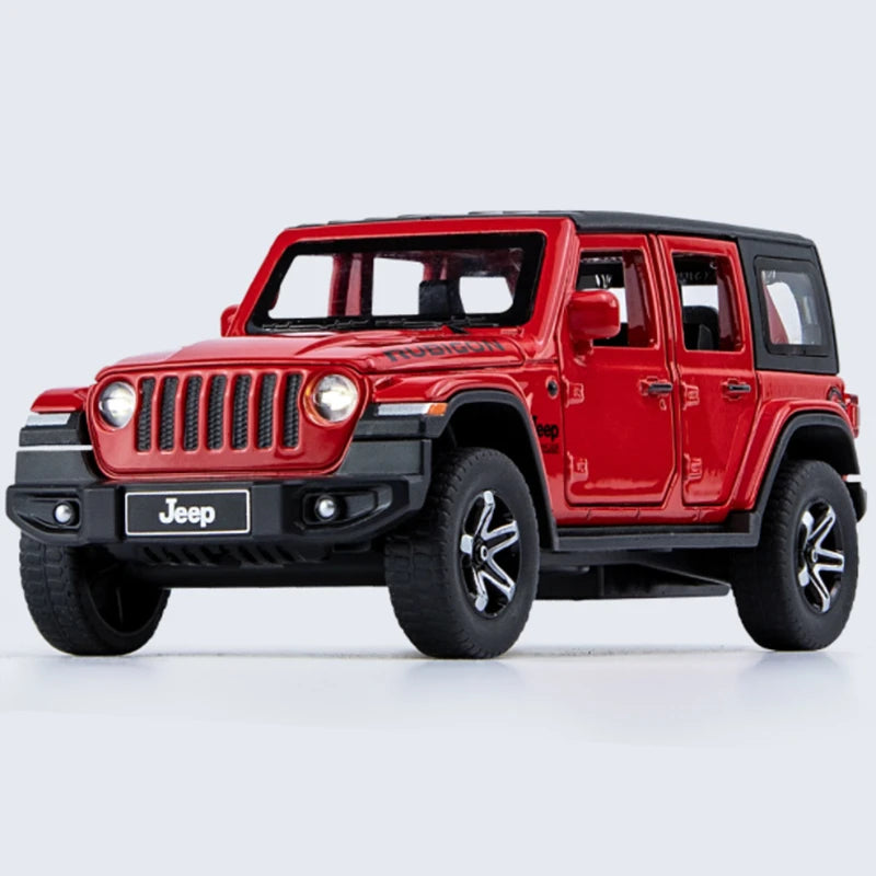 1:32 WELLY Jeep Wrangler Rubicon Alloy Diecast Model with Sound and Light Red