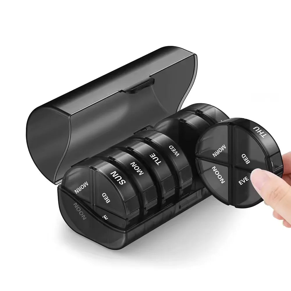 Rainbow 7 Days Pill Box Organizer &ndash; Portable Weekly Case