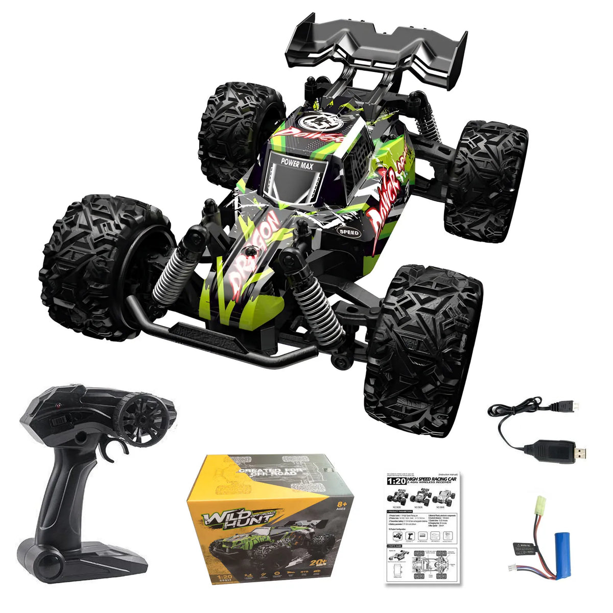 1:20 Off Road RC Car &ndash; High Speed Climbing Drift Pro S757E-green / CHINA