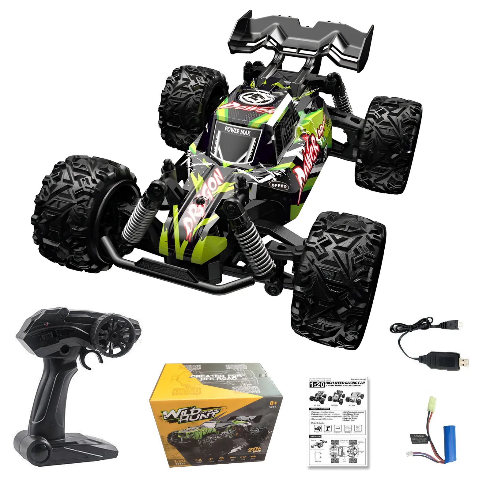 1:20 Off Road RC Car &ndash; High Speed Climbing Drift Pro S757E-green / CHINA