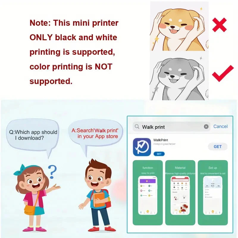 Mini Pocket Printer 57mm - Wireless Bluetooth 200dpi