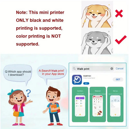 Mini Pocket Printer 57mm - Wireless Bluetooth 200dpi