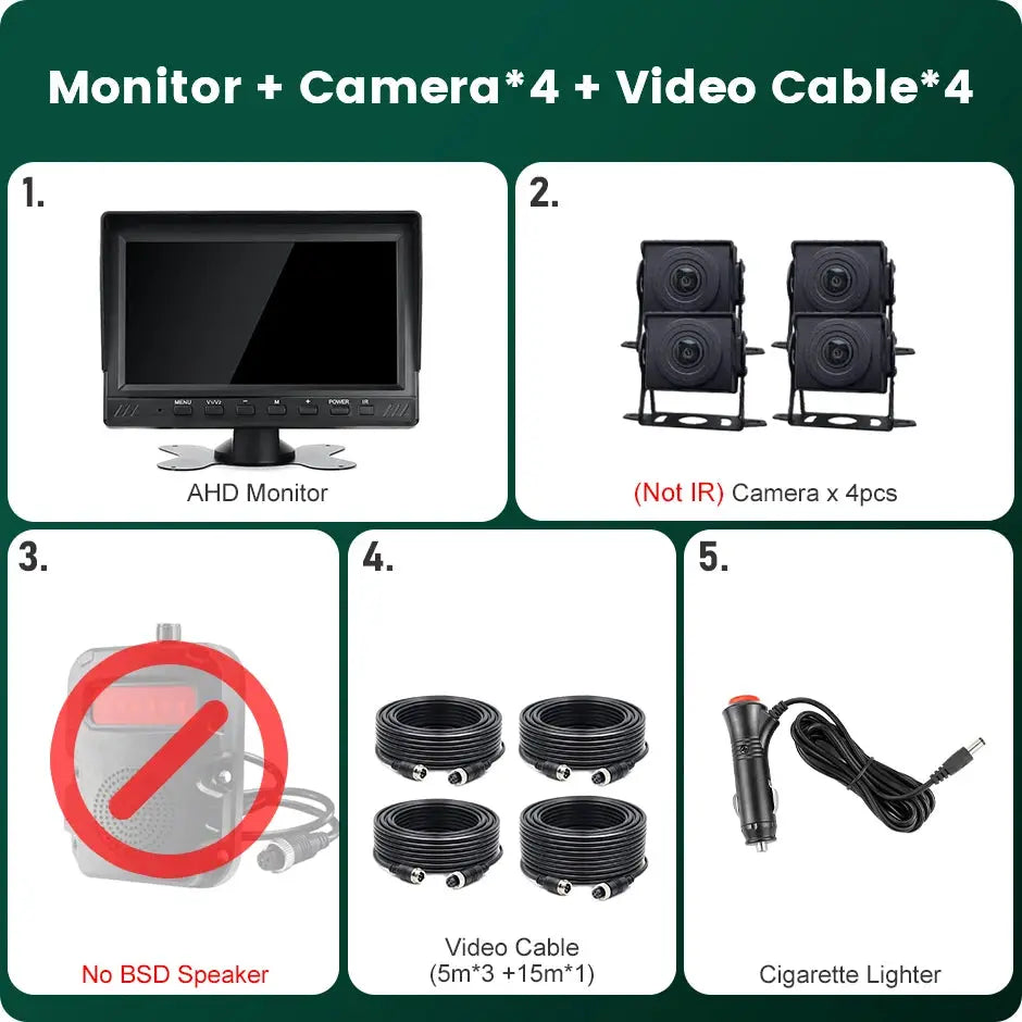 7 Inch 4CH DVR Monitor With AI Blind Spot Radar And IR Camera by InterCyprus Trading Ltd