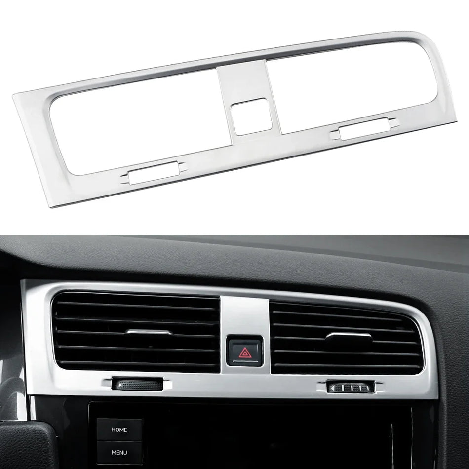 Volkswagen Golf 7 MK7 Center Console Air Vent Panel Trim ABS Silver