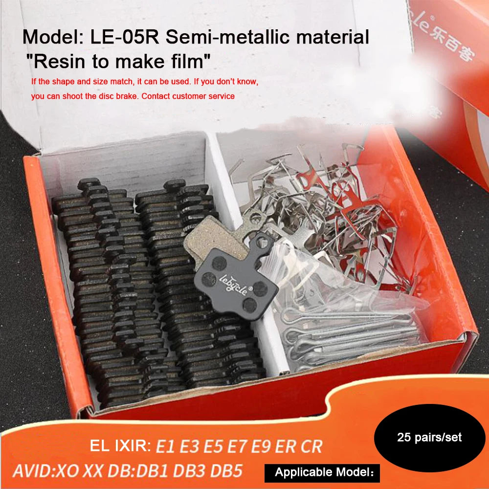 25 Pair MTB Disc Brake Pads B01S &ndash; Universal Compatibility LE-05 Resin