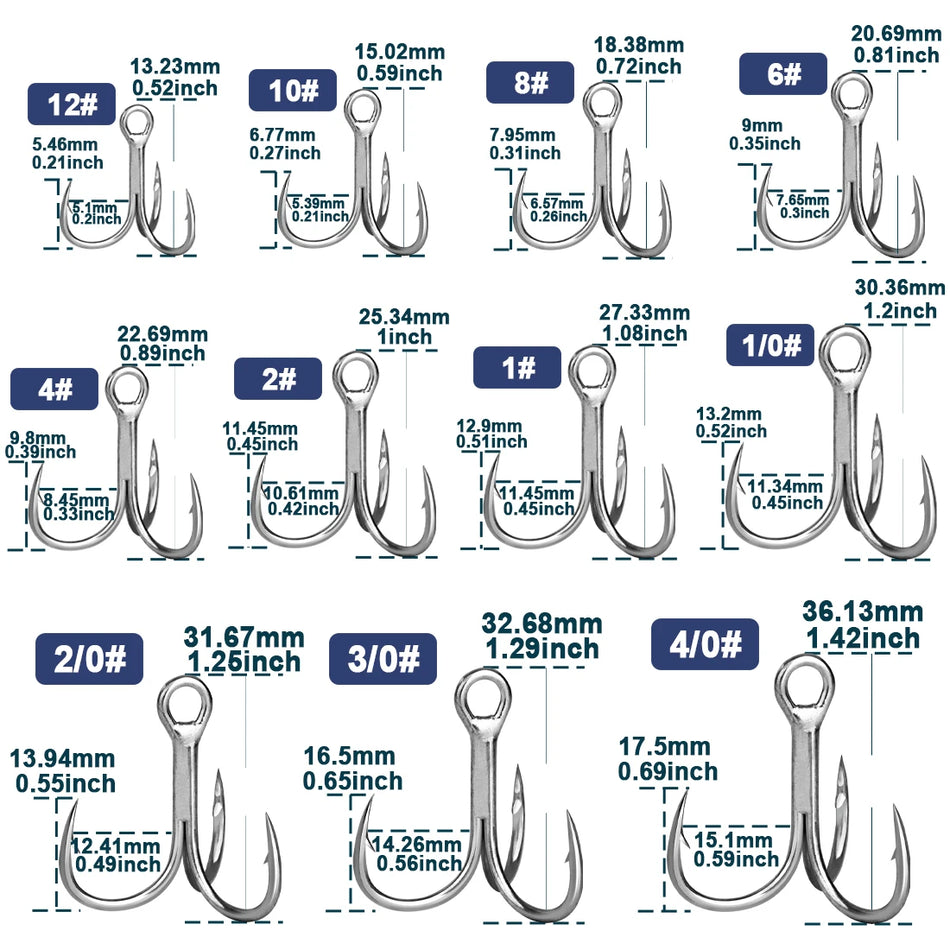 High-Performance Fishing Treble Hooks for Saltwater &amp; Freshwater