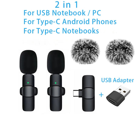 Buy Wireless Lavalier Microphone - Portable, Dynamic &amp; Omnidirectional 2in1TypeC-USBAdapte