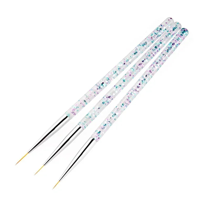 YIKOOLIN 3Pcs Nail Art Ultra Thin Brush Set &ndash; Precise Lines Black