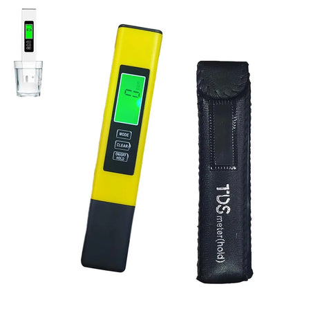 3 in 1 TDS Meter Digital Water Quality Tester - EC/Temperature 0-9990 ppm, Portable with Leather Case for Drinking yellow with case / CHINA