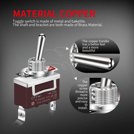 2PCS SPST Waterproof Toggle Switch 12V DC 30A 125VAC 20A Marine Heavy Duty 2 Pin ON Off Spade Terminals for Automotive Car Boat