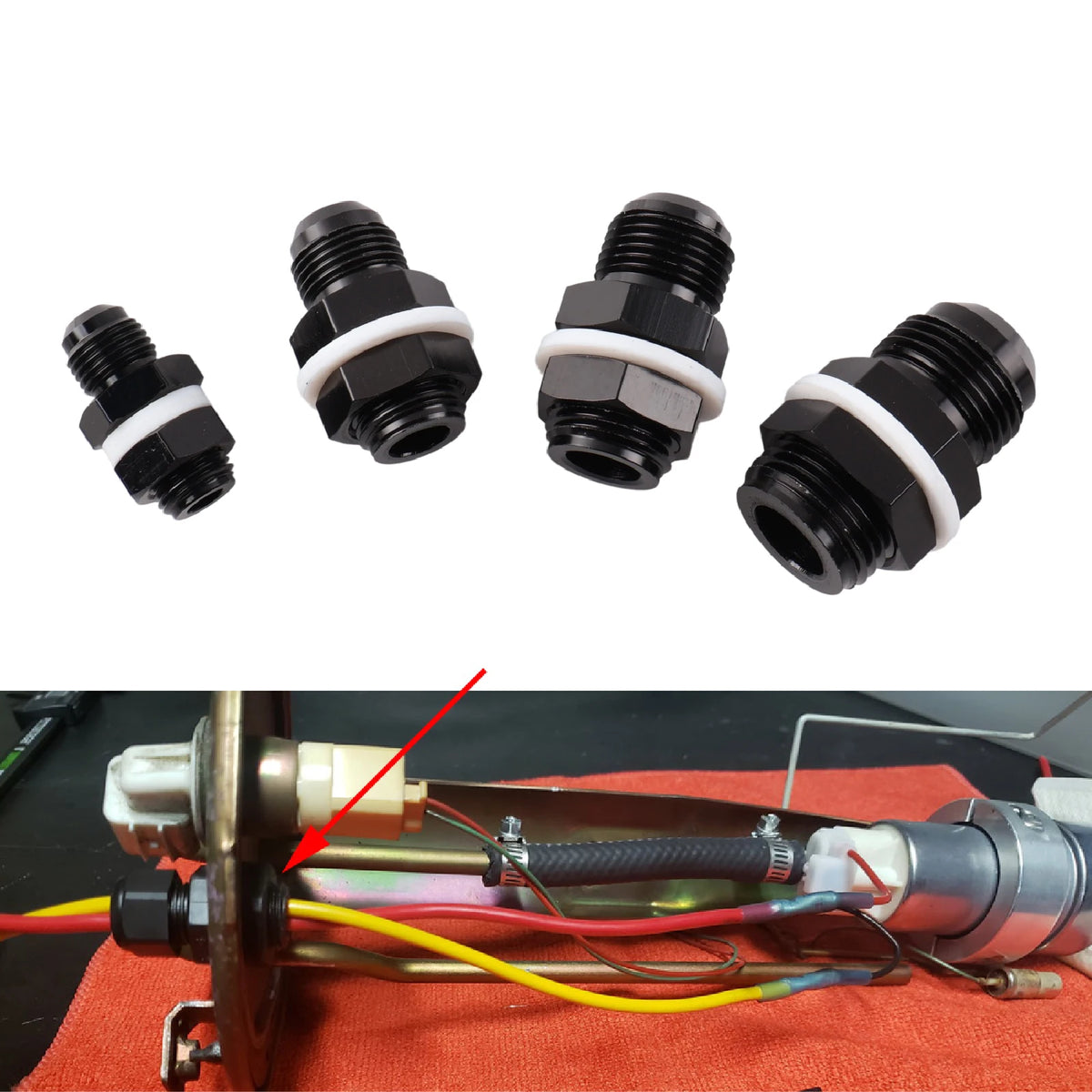 PIKBUK AN6 AN8 AN10 AN12 Fuel Cell Bulkhead Fitting Accessories Fuel Cell Bulkhead Adapter Fitting Black by InterCyprus Trading Ltd