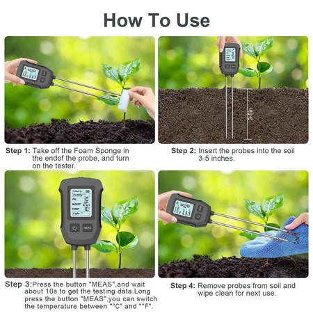 5 In 1 Digital Soil Tester &ndash; Bright Backlit Display