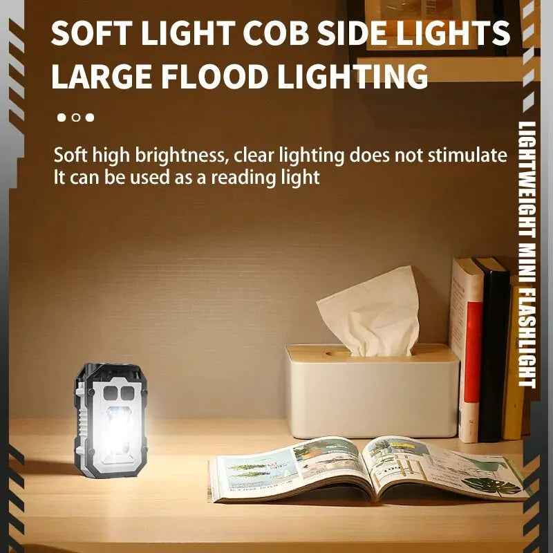 Super Bright Powerful Pocket Torch Light LED Multifunctional Linterna Magnetic COB LED EDC Mini Keychain Flashlight Rechargeable &ndash; Ultra-Bright LED Power
