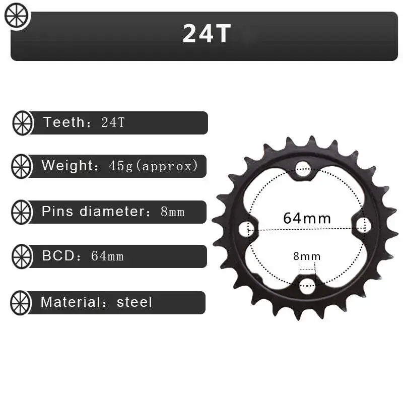 104/64 BCD Bicycle Chainring 24/26/32/38/42t MTB Chain Ring Double/Triple 10Speed Chainwheel for Shimano Crankset by InterCyprus Trading Ltd